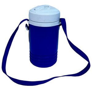 Igloo Vintage 1 Quart Water Bottle‎ Cooler Thermos Blue Carry Strap